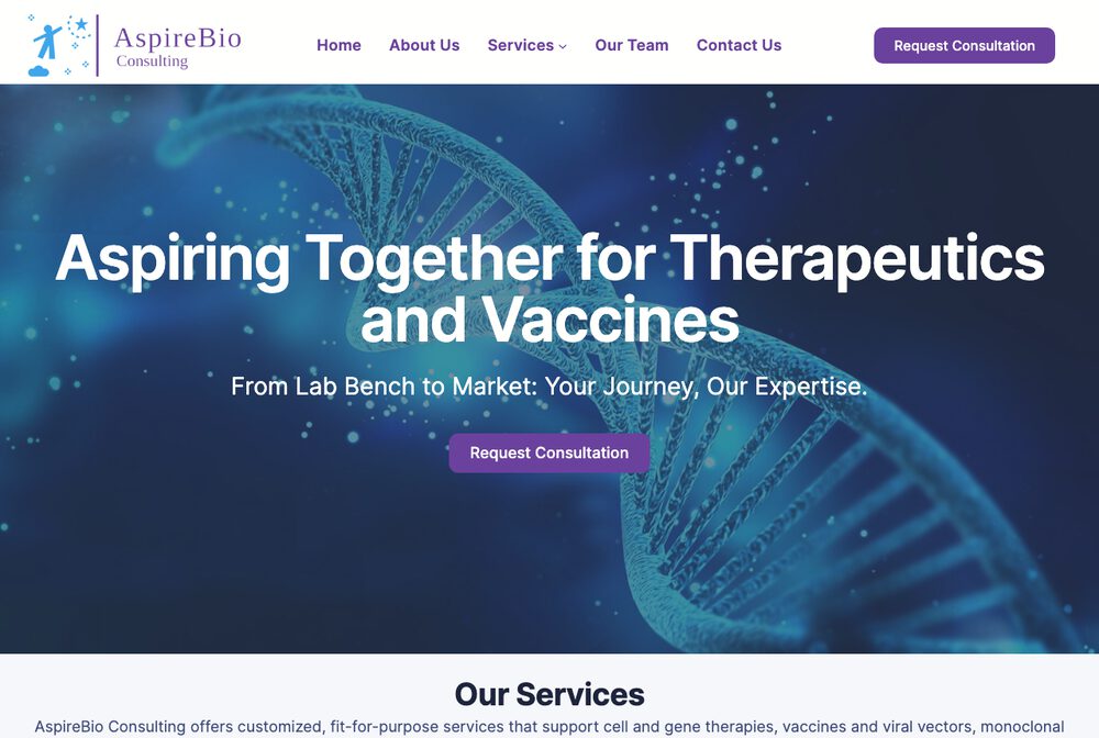 AspireBio Consulting website
