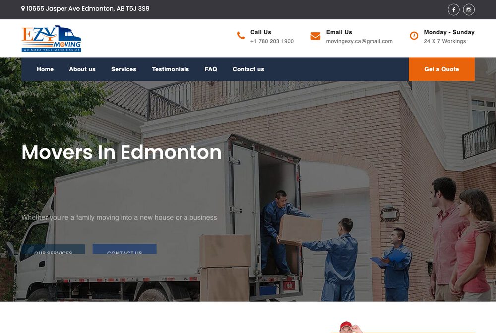 Ezy Moving Edmonton website